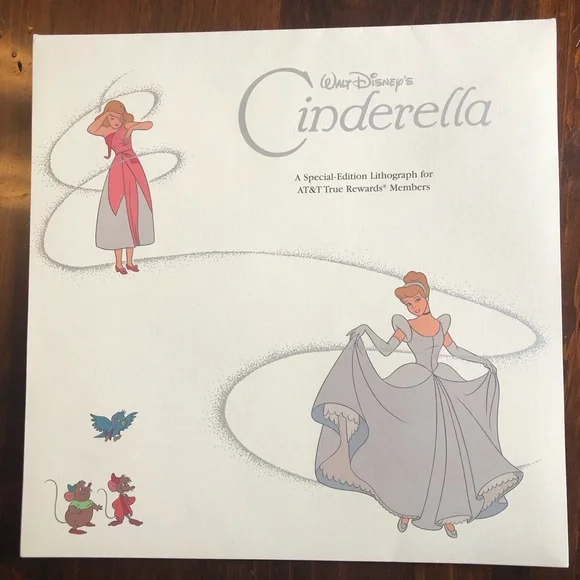 AT&T Rewards Art of Walt DisneySpecial Edition Cinderella Lithograph Print VTG